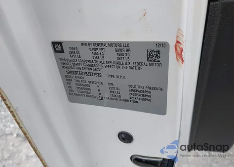 2011 GMC Acadia Denali z USA, uszkodzony, nr VIN 1GKKRTED1BJ271629